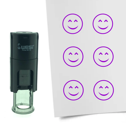 Stamp happy smiley - 10 mm print