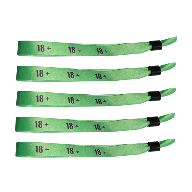 Pulseras de tela 18+ verde - 100 unidades