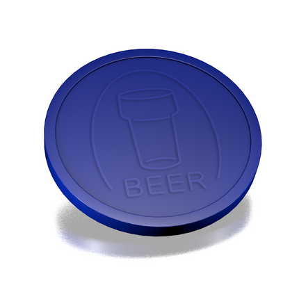 Fichas de plástico con relieve de un vaso de cerveza Ø29 mm - 250 unidades