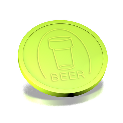 Fichas de plástico con relieve de un vaso de cerveza Ø29 mm - 250 unidades