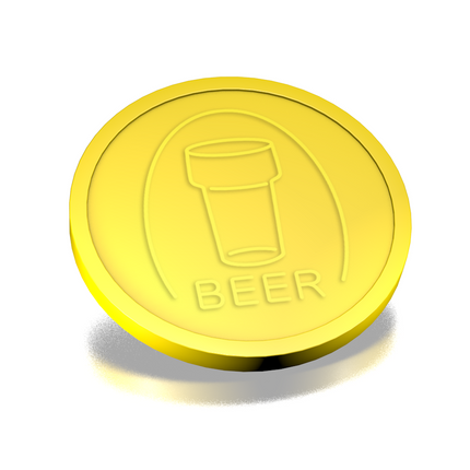 Fichas de plástico con relieve de un vaso de cerveza Ø29 mm - 250 unidades