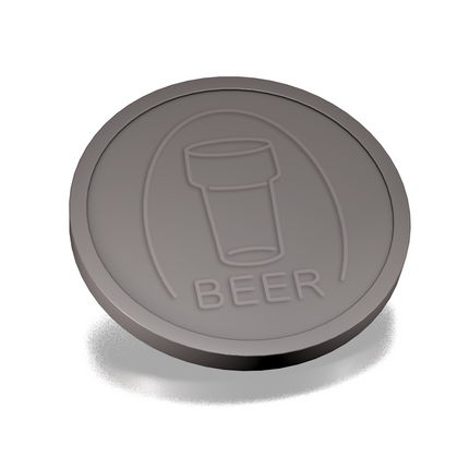 Fichas de plástico con relieve de un vaso de cerveza Ø29 mm - 250 unidades