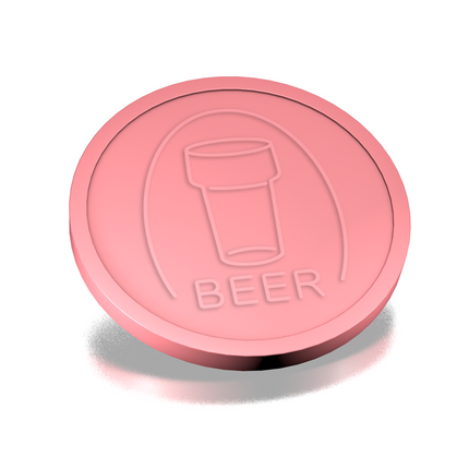 Fichas de plástico con relieve de un vaso de cerveza Ø29 mm - 250 unidades