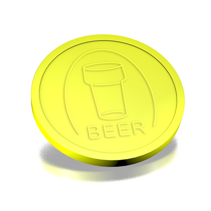 Fichas de plástico con relieve de un vaso de cerveza Ø29 mm - 250 unidades