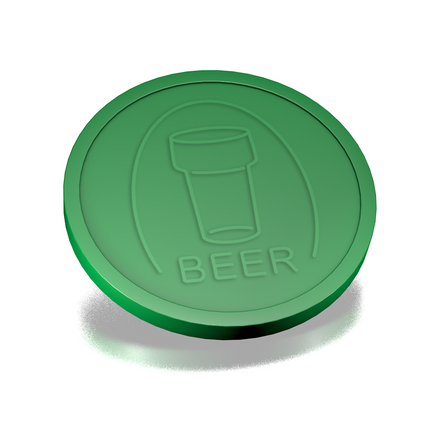 Fichas de plástico con relieve de un vaso de cerveza Ø29 mm - 250 unidades