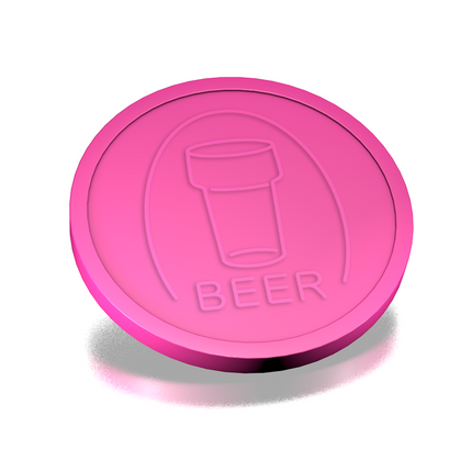 Fichas de plástico con relieve de un vaso de cerveza Ø29 mm - 250 unidades