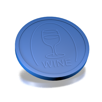 Fichas de plástico con relieve copa de vino Ø29 mm - 250 unidades