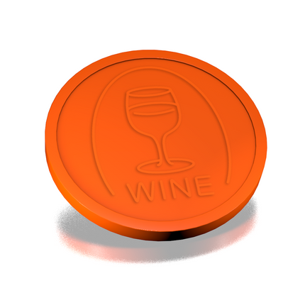 Fichas de plástico con relieve copa de vino Ø29 mm - 250 unidades