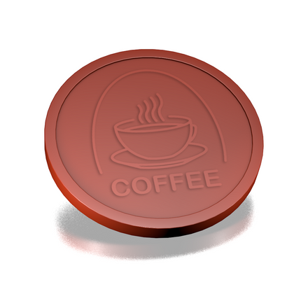Fichas de plástico con relieve de taza de café Ø29 mm - 250 unidades
