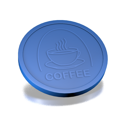 Fichas de plástico con relieve de taza de café Ø29 mm - 250 unidades