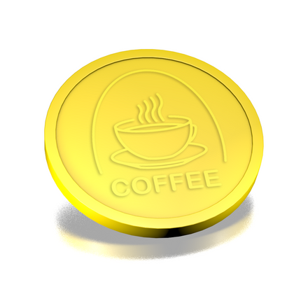 Fichas de plástico con relieve de taza de café Ø29 mm - 250 unidades