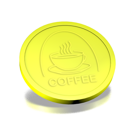 Fichas de plástico con relieve de taza de café Ø29 mm - 250 unidades