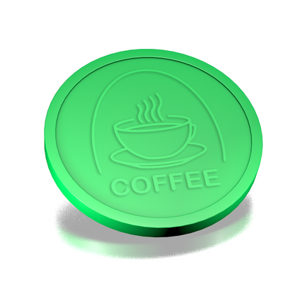Fichas de plástico con relieve de taza de café Ø29 mm - 250 unidades