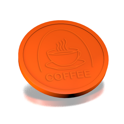 Fichas de plástico con relieve de taza de café Ø29 mm - 250 unidades