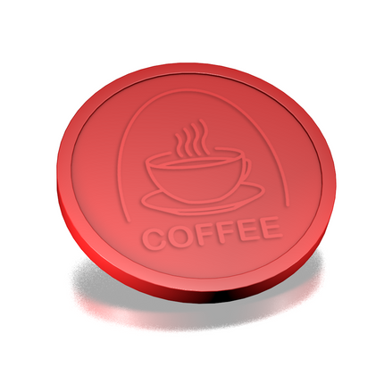 Fichas de plástico con relieve de taza de café Ø29 mm - 250 unidades