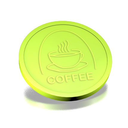 Fichas de plástico con relieve de taza de café Ø29 mm - 250 unidades