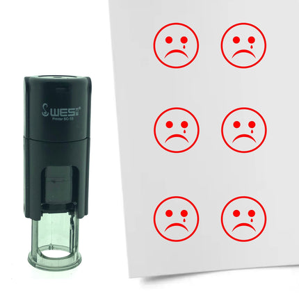 Stamp sad smiley - 10 mm print