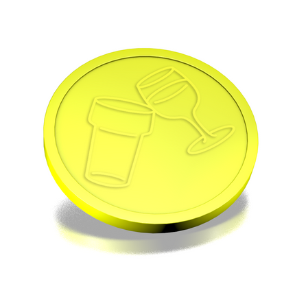 Fichas de plástico en relieve con icono de vaso y copa  Ø29mm - 250 unidades