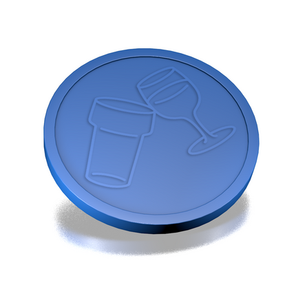 Fichas de plástico en relieve con icono de vaso y copa  Ø29mm - 250 unidades