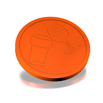 Fichas de plástico en relieve con icono de vaso y copa  Ø29mm - 250 unidades