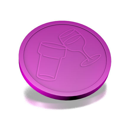 Fichas de plástico en relieve con icono de vaso y copa  Ø29mm - 250 unidades