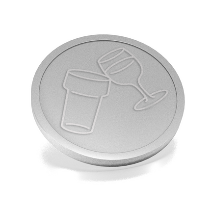 Fichas de plástico en relieve con icono de vaso y copa  Ø29mm - 250 unidades