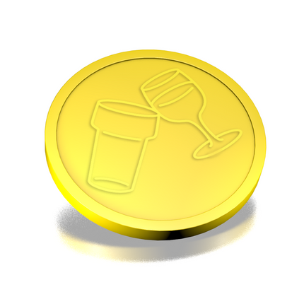 Fichas de plástico en relieve con icono de vaso y copa  Ø29mm - 250 unidades
