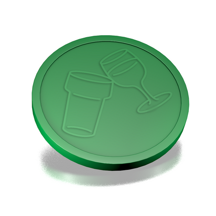 Fichas de plástico en relieve con icono de vaso y copa  Ø29mm - 250 unidades