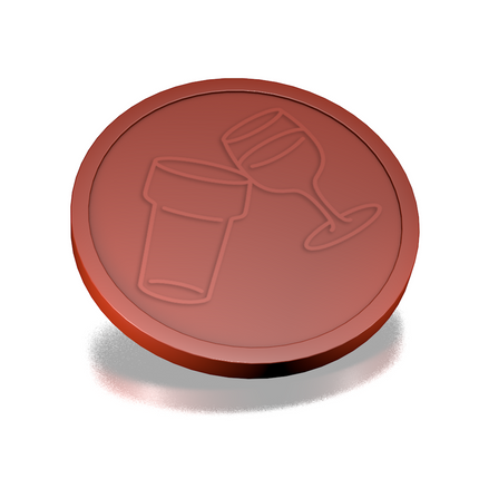 Fichas de plástico en relieve con icono de vaso y copa  Ø29mm - 250 unidades