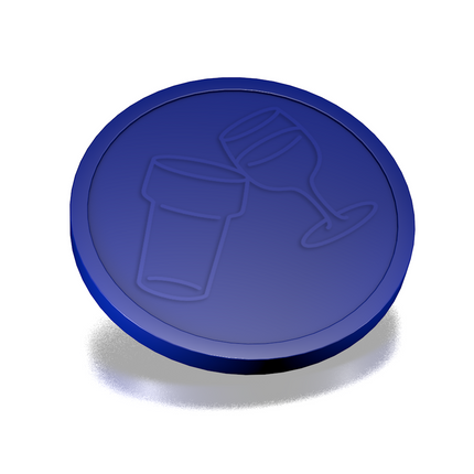 Fichas de plástico en relieve con icono de vaso y copa  Ø29mm - 250 unidades