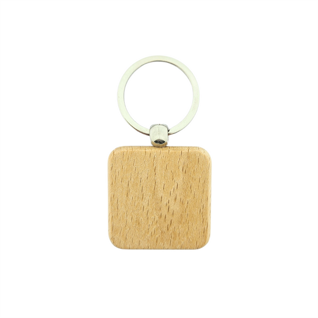 Llavero de madera cuadrado 40x40 mm - Por unidad