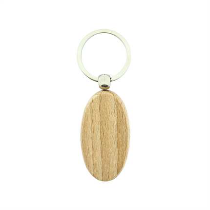 Llavero de madera ovalado 54x30 mm - Por unidad