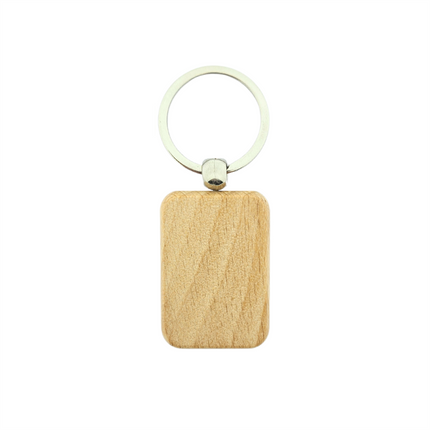 Llavero de madera rectangular pequeño 44x30 mm - Por unidad