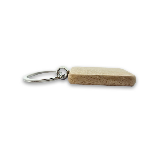 Llavero de madera rectangular pequeño 44x30 mm - Por unidad