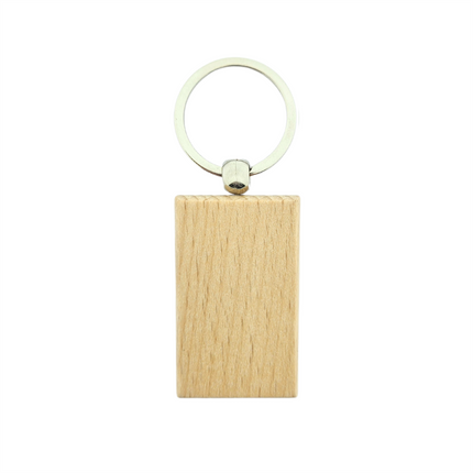 Llavero de madera rectangular 51x32 mm - Por unidad