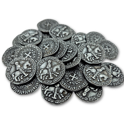 Réplica de moneda medieval, color plata - 100 unidades