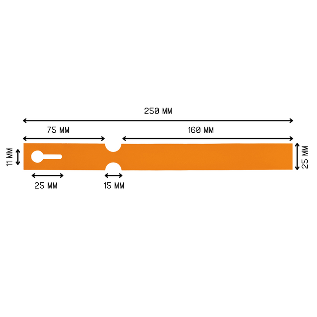 Loop-lock labels orange HDPE 250x25mm