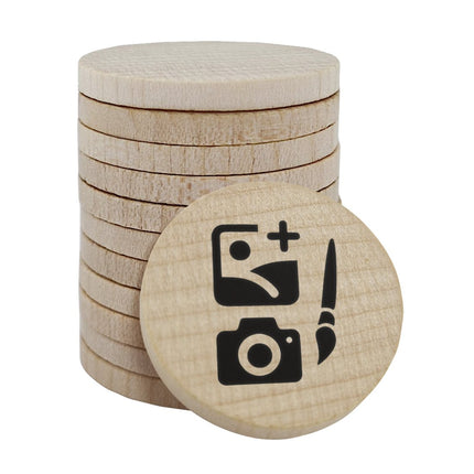 Fichas de madera personalizadas impresas Ø29 mm - 100 unidades