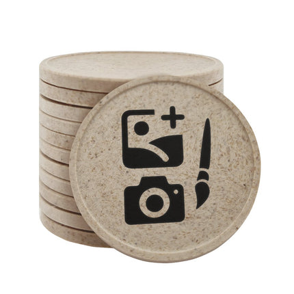 Fichas en fibra de madera personalizadas Ø35 mm - 100 unidades