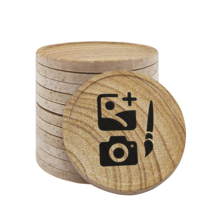 Fichas personalizadas con patrón de madera Ø29 mm - 100 unidades