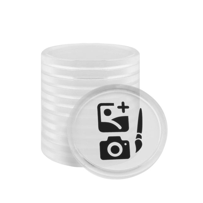 Fichas personalizadas transparentes Ø25 mm - 100 unidades