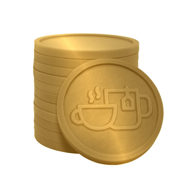 Fichas de plástico en relieve con icono de café y té Ø29mm - 250 unidades