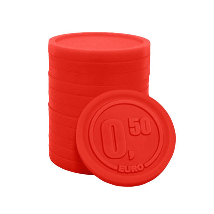 Fichas de plástico con €0,50 en relieve Ø24 mm - 250 unidades