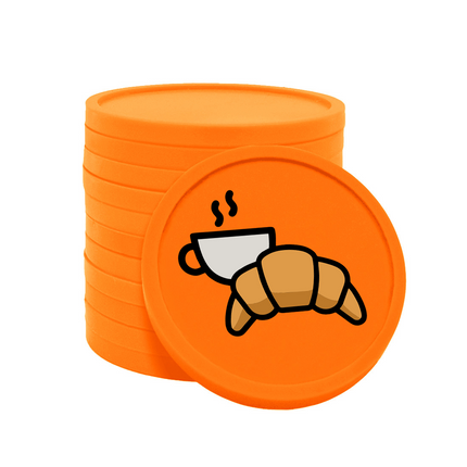 Fichas de plastico croissant y café .Ø29 mm - 100 unidades