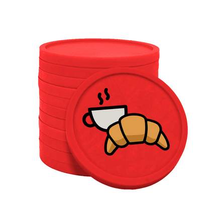 Fichas de plastico croissant y café .Ø29 mm - 100 unidades