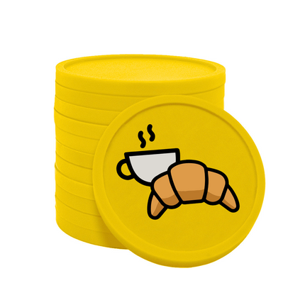 Fichas de plastico croissant y café .Ø29 mm - 100 unidades