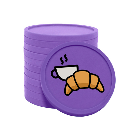 Fichas de plastico croissant y café .Ø29 mm - 100 unidades