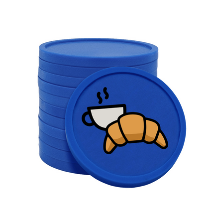Fichas de plastico croissant y café .Ø29 mm - 100 unidades