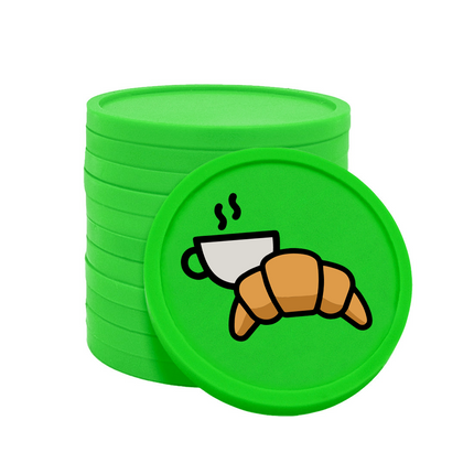 Fichas de plastico croissant y café .Ø29 mm - 100 unidades