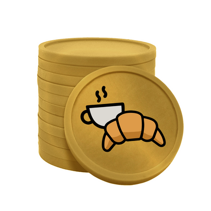 Fichas de plastico croissant y café .Ø29 mm - 100 unidades